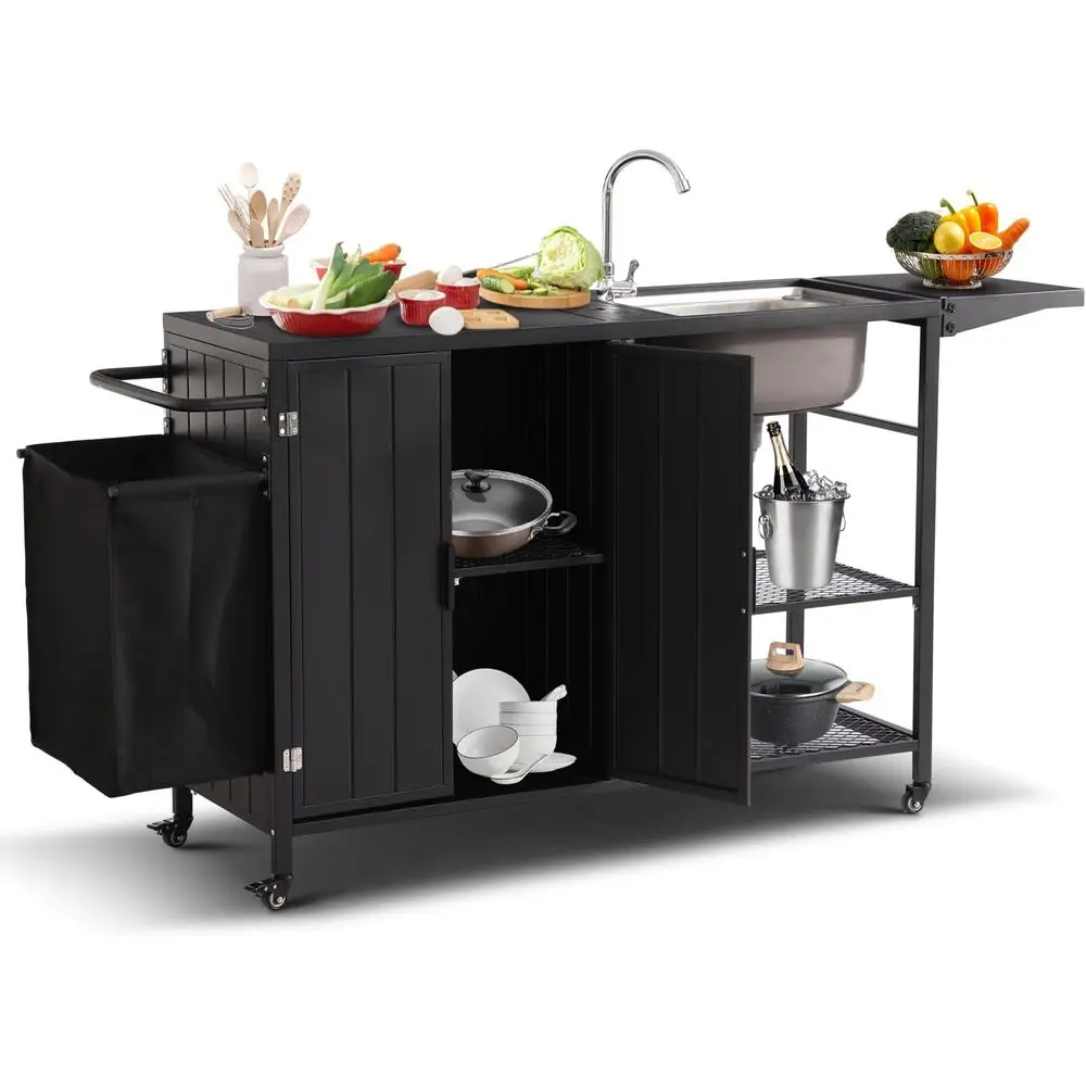 Portable Outdoor Kitchen Island with Sink, Rolling Prep Station, and Storage for BBQs and Gatherings
Portable Outdoor Kitchen Island with Sink, Rolling Prep Station, and Storage for BBQs and Gatherings