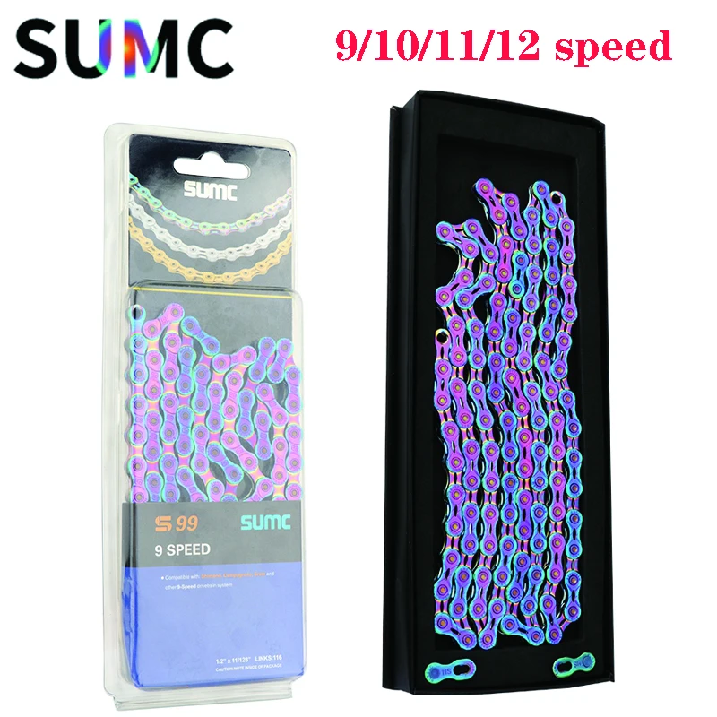 SUMC Bicycle Chain 9/10/11/12 Speed SX116/126L SL/EL Multicolor Rainbow Hollow Semi-Hollow Magic Buckle for MTB Road Bikes
SUMC Bicycle Chain 9/10/11/12 Speed SX116/126L SL/EL Multicolor Rainbow Hollow Semi-Hollow Magic Buckle for MTB Road Bikes