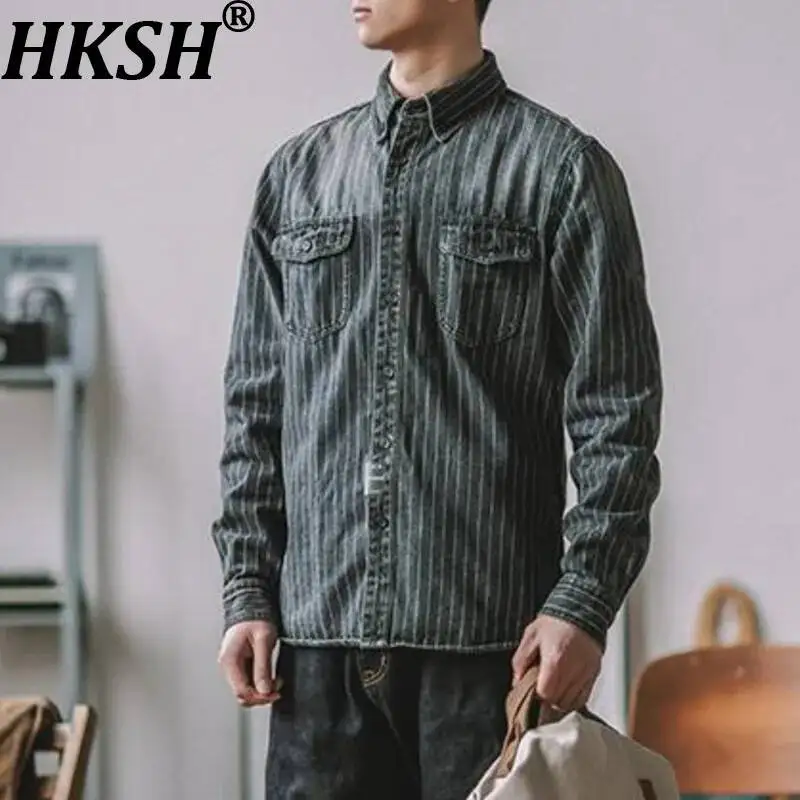 HKSH Spring New Men Tide American Vinatge Style Vertical Striped Denim Shirt Amekaji Workwear Washed Long Sleeve Ins Top HK23172
HKSH Spring New Men Tide American Vinatge Style Vertical Striped Denim Shirt Amekaji Workwear Washed Long Sleeve Ins Top HK23172