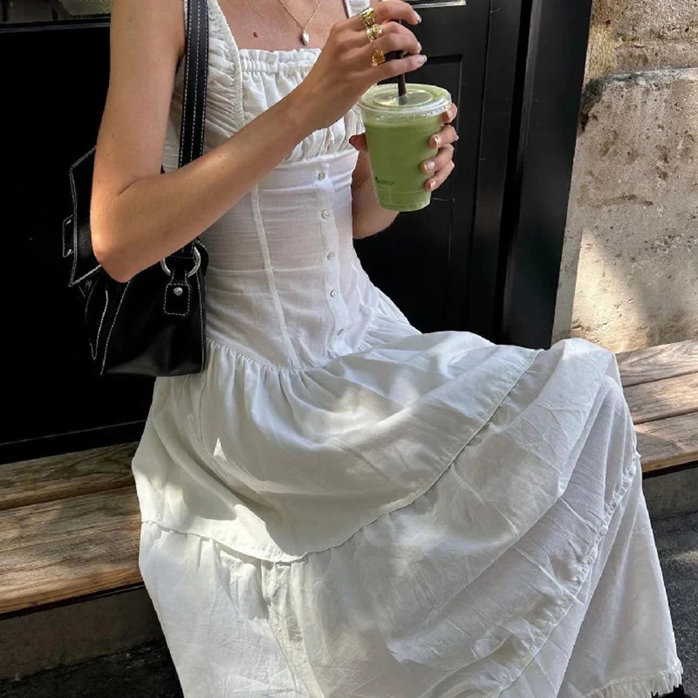 FDEY Women’s White Square Neckline Pleated Slip Dress Sleeveless Simple Elegant Long Dress Versatile
FDEY Women’s White Square Neckline Pleated Slip Dress Sleeveless Simple Elegant Long Dress Versatile