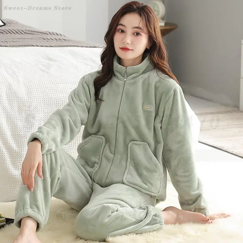 2025 Autumn Winter New Pajamas Set Warm Flannel Sleepwear for Women Home Wear Girls Coral Fleece Pyjamas Suit Trouser Loungewear
2025 Autumn Winter New Pajamas Set Warm Flannel Sleepwear for Women Home Wear Girls Coral Fleece Pyjamas Suit Trouser Loungewear