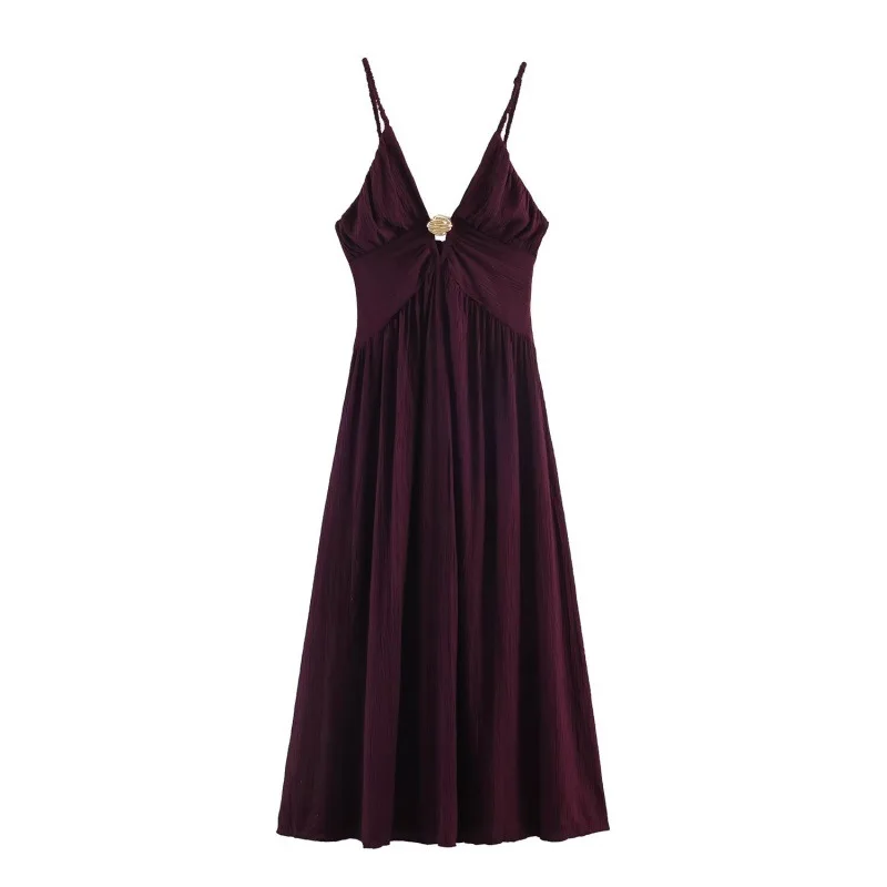 Withered Elegant Temperament V-neck Pleated Midi Camisole Dress Woman Clothes Dress Elegant Party Dresses Vestidos Women's Dress
Withered Elegant Temperament V-neck Pleated Midi Camisole Dress Woman Clothes Dress Elegant Party Dresses Vestidos Women's Dress