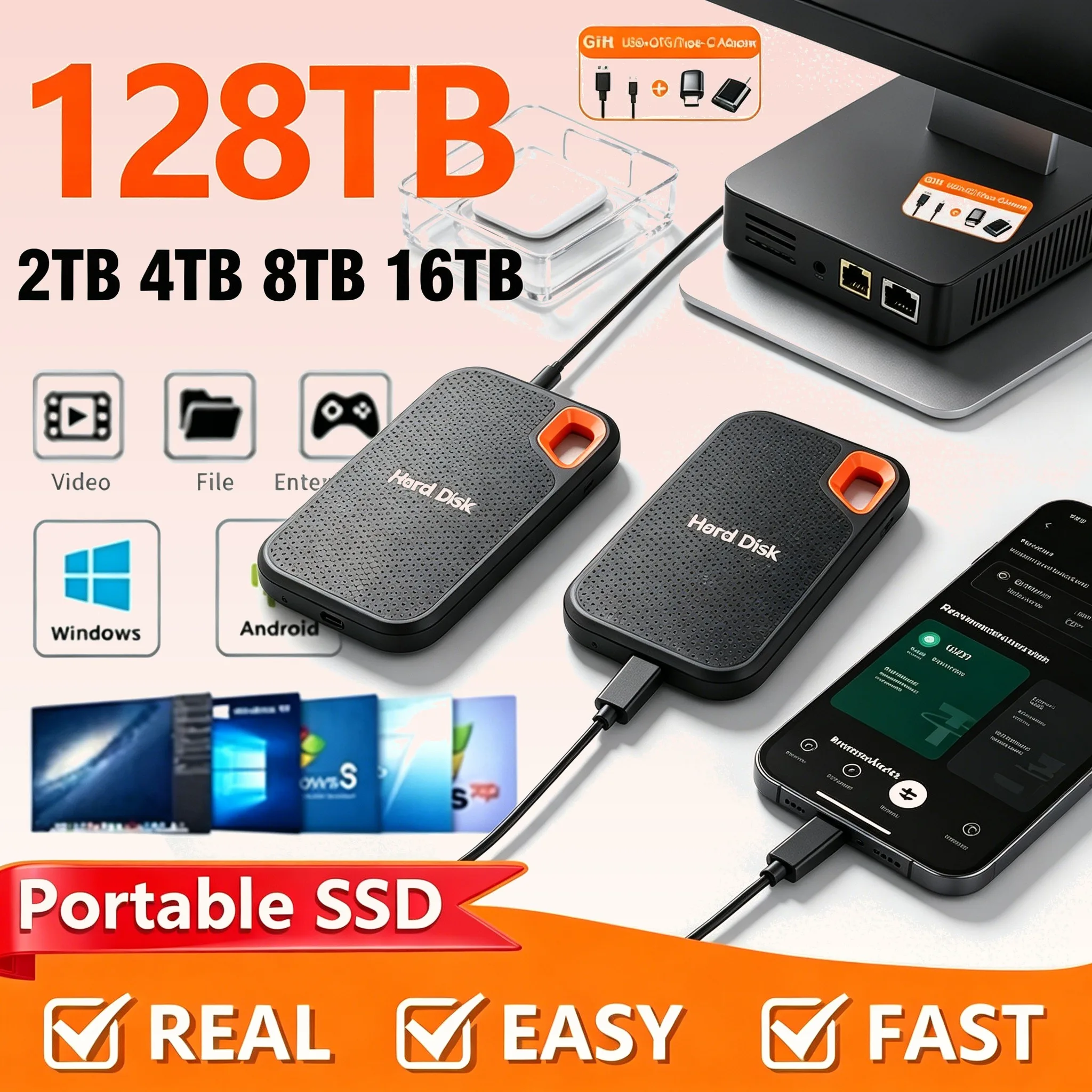 Slim Portable External SSD 1TB 4TB 16TB High Speed Hard Disk for Notebook Computer Reliable Storage
Slim Portable External SSD 1TB 4TB 16TB High Speed Hard Disk for Notebook Computer Reliable Storage