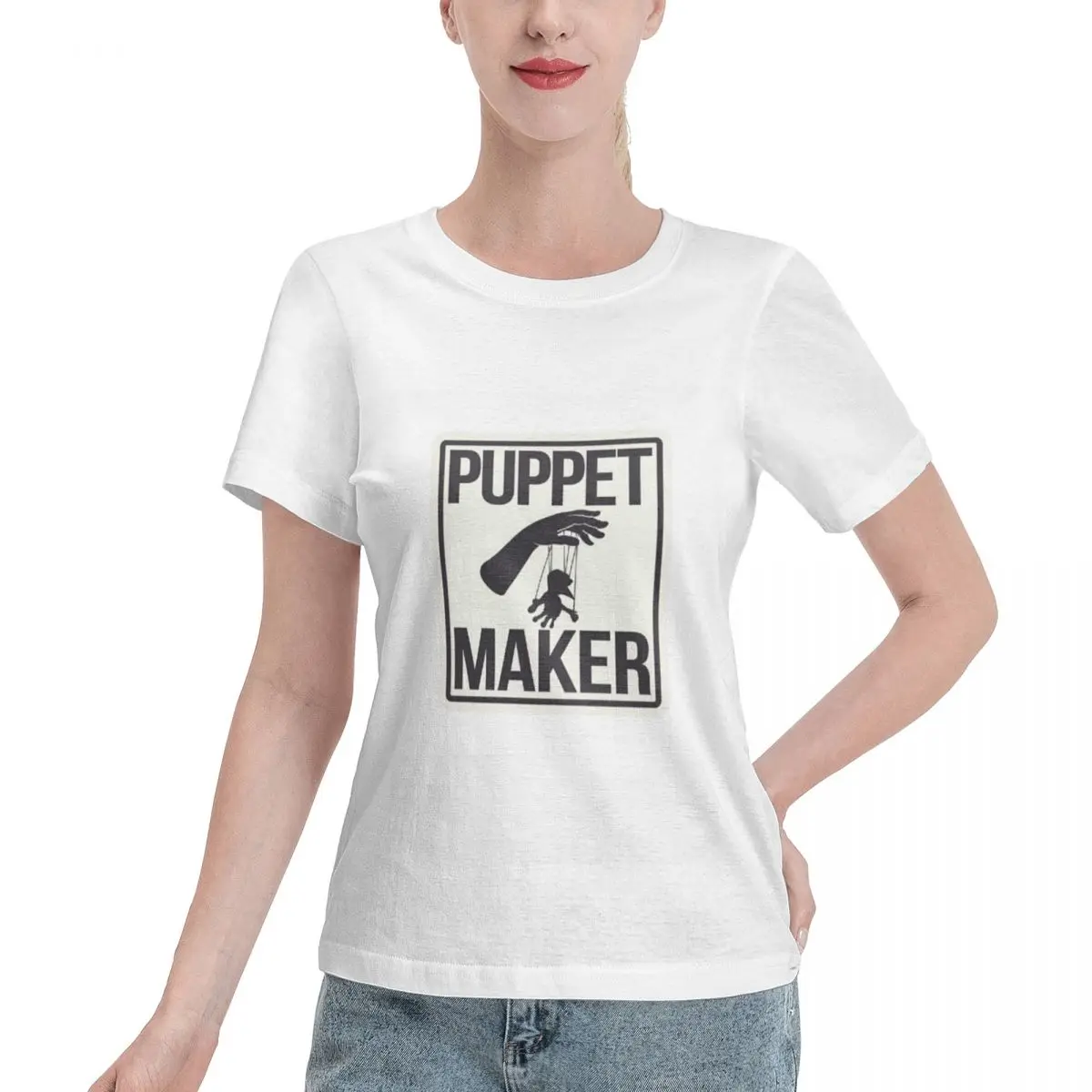 Puppet Maker_7 Women's T-shirt, Casual Short Sleeve Cotton Blend Crew Neck Tee, Women's Clothing for Outdoor
Puppet Maker_7 Women's T-shirt, Casual Short Sleeve Cotton Blend Crew Neck Tee, Women's Clothing for Outdoor