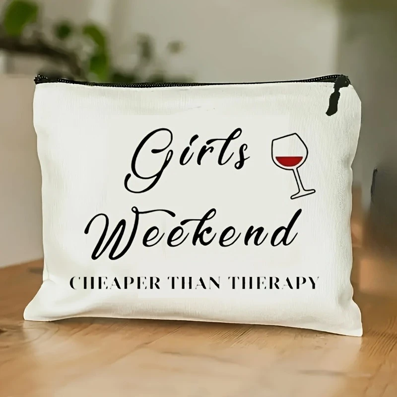 Girls Weekend Wine Pattern Cosmetic Bag with Wristband, Printed Design - No Textured Makeup Bag, Zipper Pouch, Lightweight
Girls Weekend Wine Pattern Cosmetic Bag with Wristband, Printed Design - No Textured Makeup Bag, Zipper Pouch, Lightweight