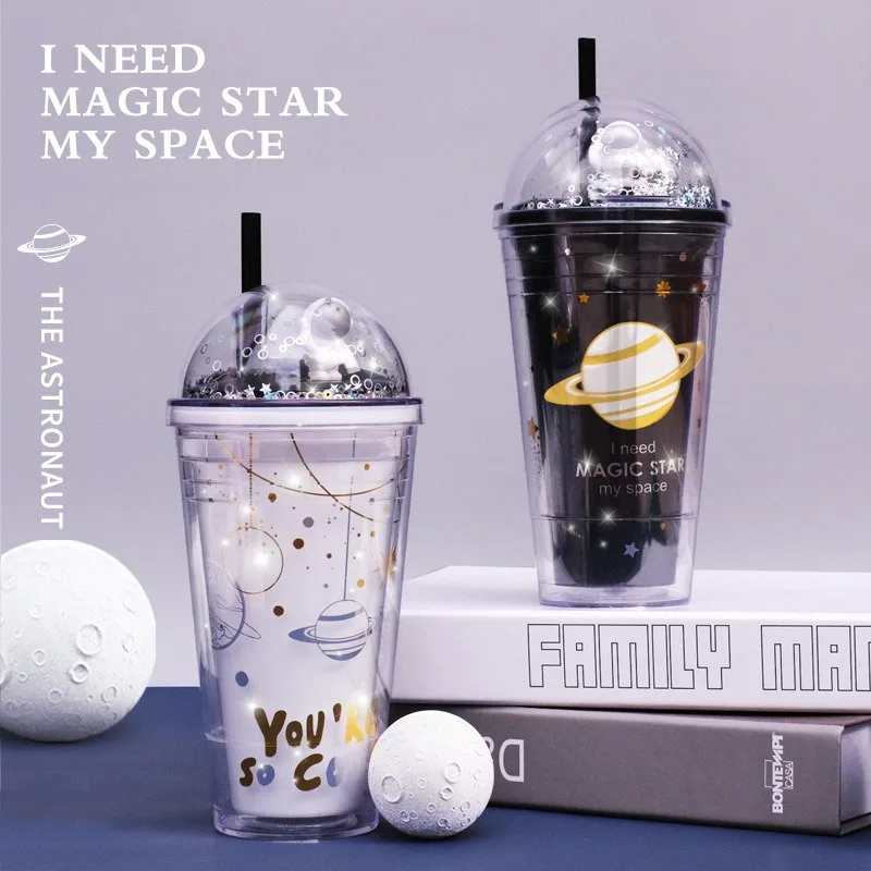 Space Double Layer Straw Cup Plastic Cups with Straw and Lids Heat Insulated Plastic Bottle Water Cup for Household Office
Space Double Layer Straw Cup Plastic Cups with Straw and Lids Heat Insulated Plastic Bottle Water Cup for Household Office