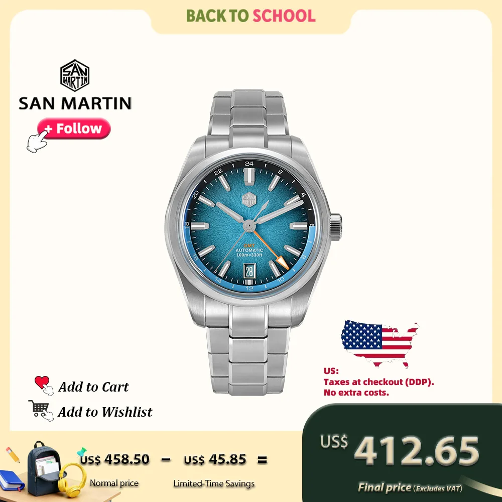 San Martin 39 мм GMT Miyota 9075 Роскошные часы Jianzhan Автоматические механические часы для мужчин с сапфировым стеклом Водонепроницаемые 10 бар SN0144
San Martin 39 мм GMT Miyota 9075 Роскошные часы Jianzhan Автоматические механические часы для мужчин с сапфировым стеклом Водонепроницаемые 10 бар SN0144