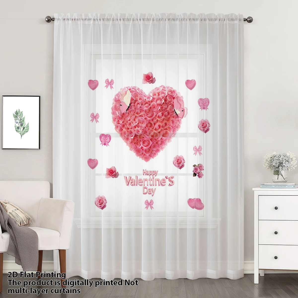 1PC Rose Heart Love Sheer Curtain-Valentine's Day Limited Pole-Mounted Curtain Romantic Atmosphere Decorative Sheer Curtain
1PC Rose Heart Love Sheer Curtain-Valentine's Day Limited Pole-Mounted Curtain Romantic Atmosphere Decorative Sheer Curtain