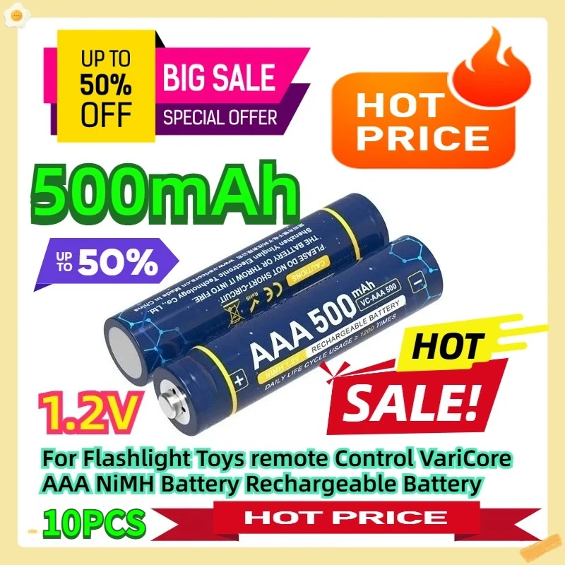 For Flashlight Toys remote Control VariCore AAA NiMH Battery Rechargeable Battery 1.2V 500mAh 4pcs
For Flashlight Toys remote Control VariCore AAA NiMH Battery Rechargeable Battery 1.2V 500mAh 4pcs