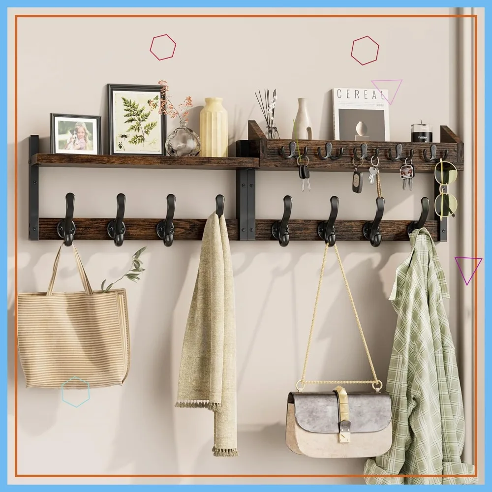 35" Coat Rack Wall Mount with Shelf, 4-in-1 Entryway Organizer, 13 Hooks & Mail Holder, Rustic Brown
35" Coat Rack Wall Mount with Shelf, 4-in-1 Entryway Organizer, 13 Hooks & Mail Holder, Rustic Brown