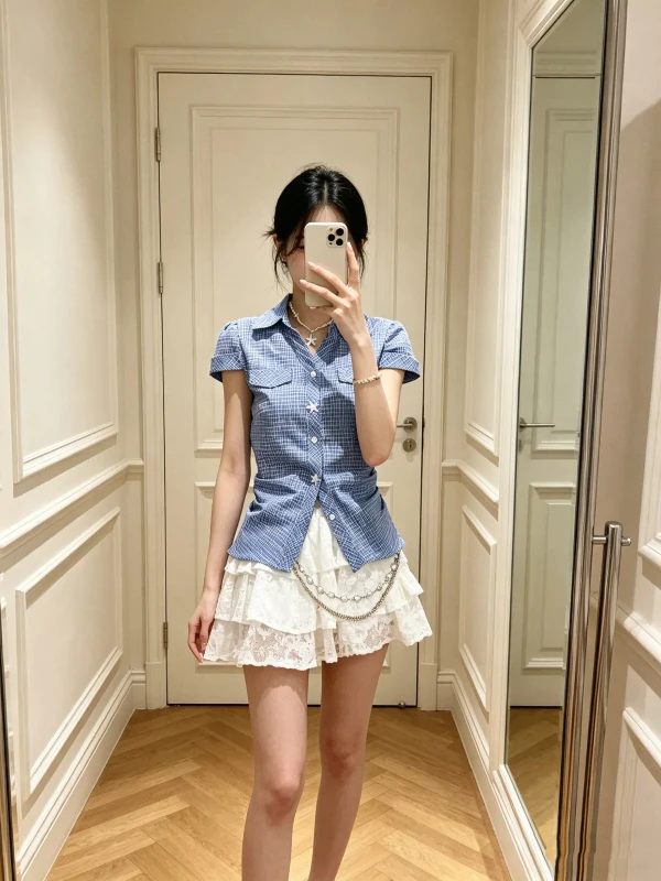 plus Size American Retro Plaid Short Sleeve Shirt Women's Summer Waist Cinching Slimming School Style Unique Beautiful Top
plus Size American Retro Plaid Short Sleeve Shirt Women's Summer Waist Cinching Slimming School Style Unique Beautiful Top