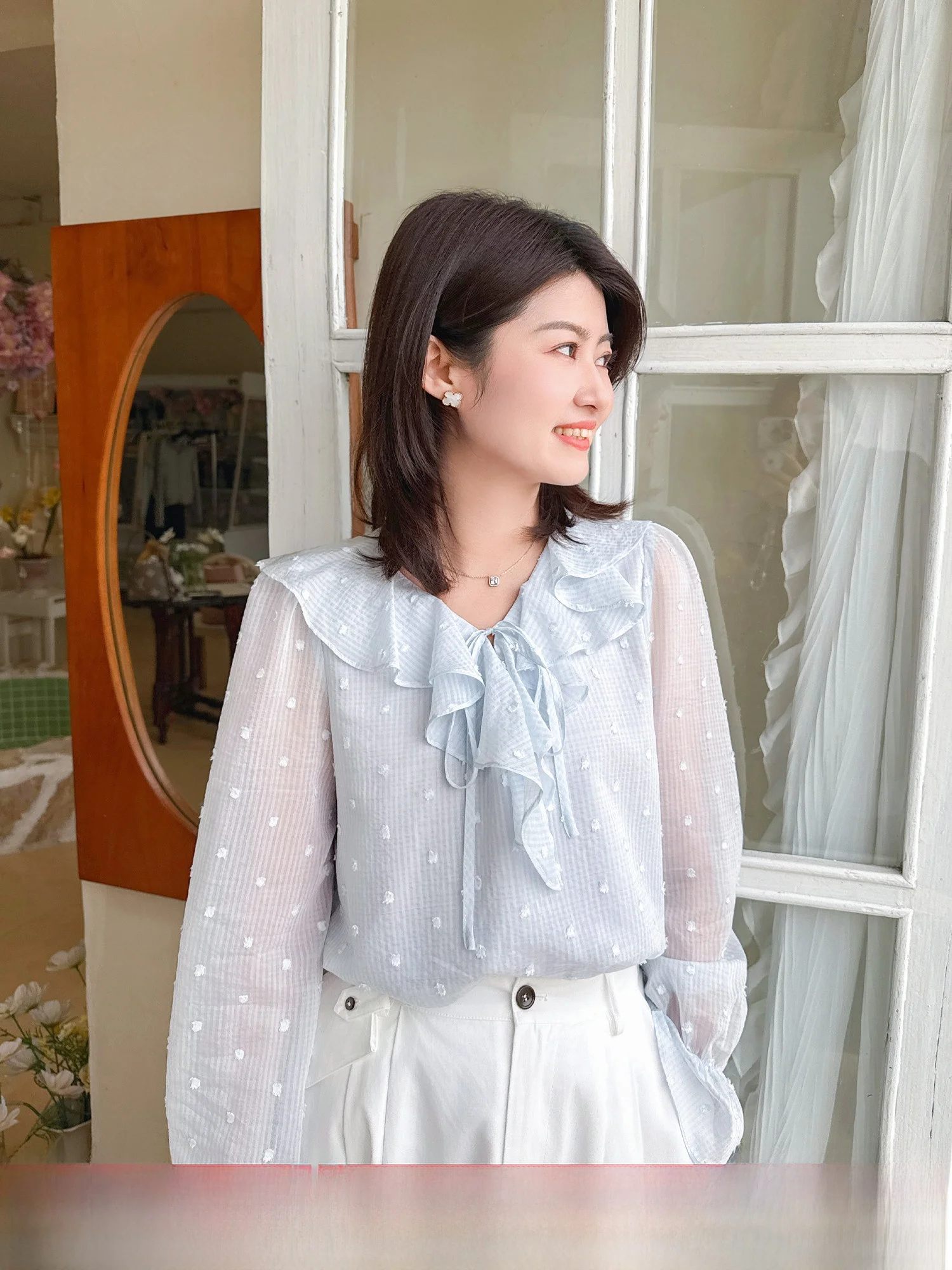Zillal Purple Lace Polka Dot Chiffon Shirt Women's Design Sensation Small Audience Lotus Leaf Shirt Top Breathable Skin-...
Zillal Purple Lace Polka Dot Chiffon Shirt Women's Design Sensation Small Audience Lotus Leaf Shirt Top Breathable Skin-...