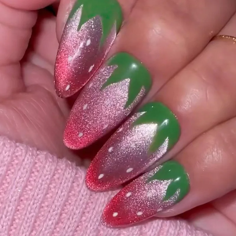 24pc Strawberry Cat Eye Nails Korean Pastel Style Minimalist Glitter Press-Ons Almond Medium-Short & Mix Sizes
24pc Strawberry Cat Eye Nails Korean Pastel Style Minimalist Glitter Press-Ons Almond Medium-Short & Mix Sizes