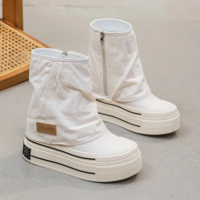 Women's Canvas Shoes New Fashion Spring Autumn Style Short Boots Thick Heel Inner Heightening 12cm Board Design Sensation Boots
Women's Canvas Shoes New Fashion Spring Autumn Style Short Boots Thick Heel Inner Heightening 12cm Board Design Sensation Boots