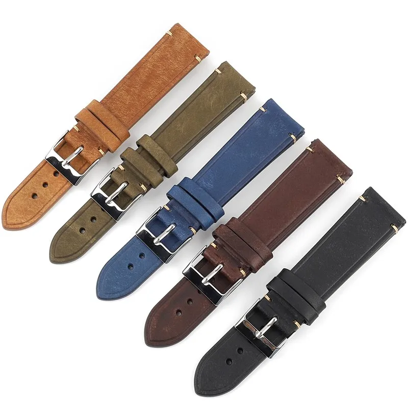 Vintage Top Layer Cow Leather Watchband 18mm 19mm 20mm 21mm 22mm Brown Green Black Watch Strap Handmade Wristband for Men Watch
Vintage Top Layer Cow Leather Watchband 18mm 19mm 20mm 21mm 22mm Brown Green Black Watch Strap Handmade Wristband for Men Watch