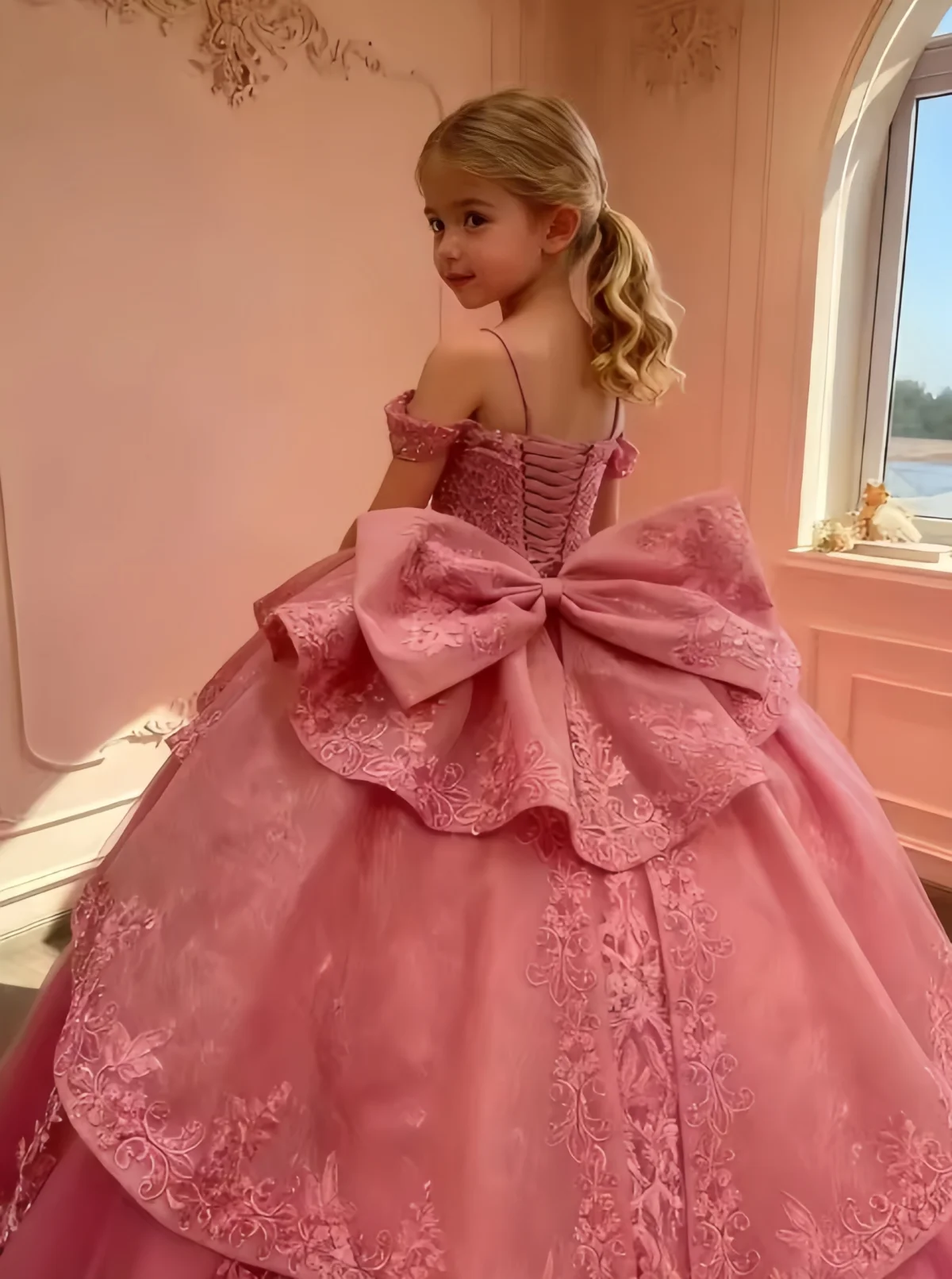 Customized Beaded Ruffles Lace Applique Bow Off Shoulder Flower Girl Dress for Girls Pageant Dress Girls Ball Gown Birthday
Customized Beaded Ruffles Lace Applique Bow Off Shoulder Flower Girl Dress for Girls Pageant Dress Girls Ball Gown Birthday
