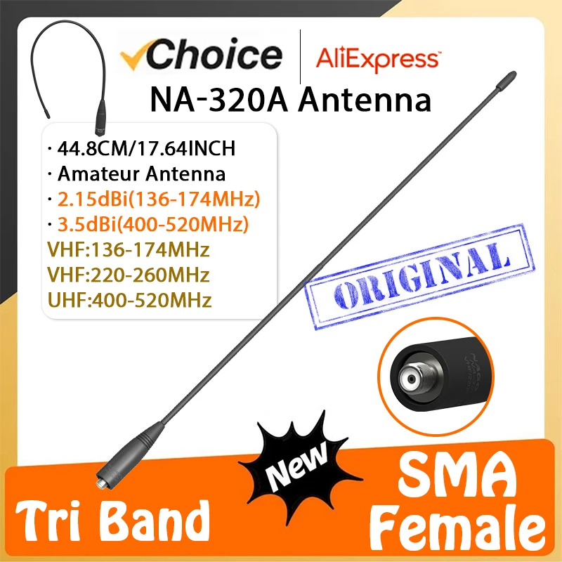 Nagoya NA-320A Antenna SMA-Female Tri-Band 144-220-440Mhz High Gain 10W Whip Aerial For UV-5RM UV-26 DM-1701A UV-32 Radios 50ohm
Nagoya NA-320A Antenna SMA-Female Tri-Band 144-220-440Mhz High Gain 10W Whip Aerial For UV-5RM UV-26 DM-1701A UV-32 Radios 50ohm