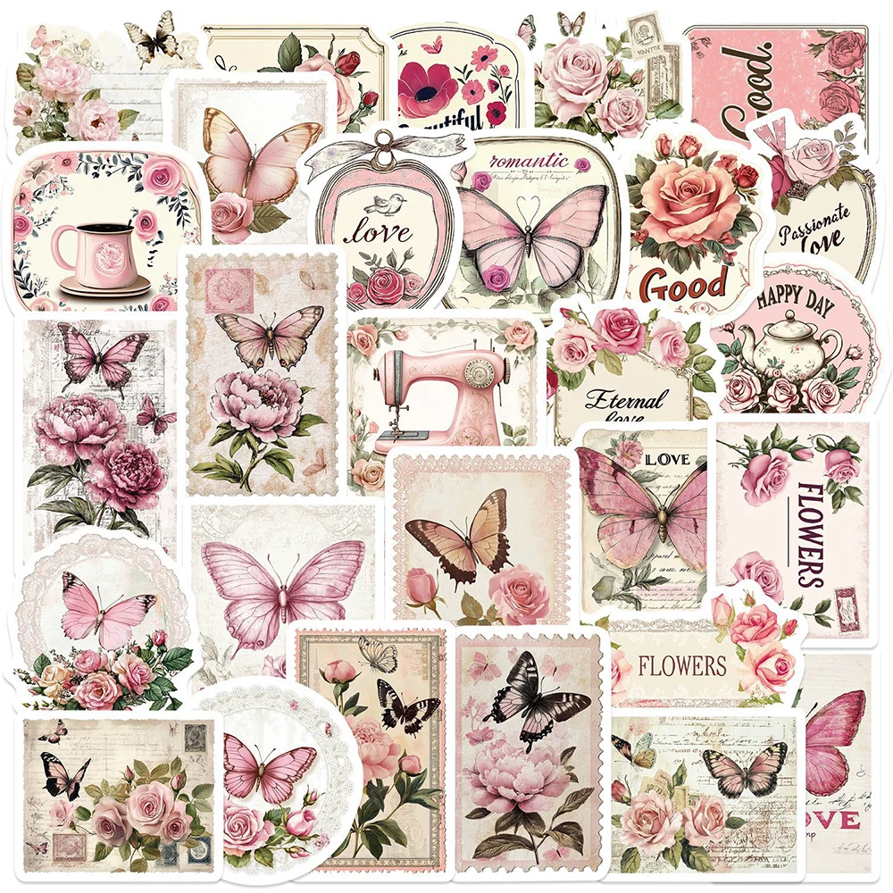30pcs Vintage Romantic Pink Rose Butterfly Stickers Aesthetic Art Graffiti Decals Decoration DIY Suitcase Notebook Phone Sticker
30pcs Vintage Romantic Pink Rose Butterfly Stickers Aesthetic Art Graffiti Decals Decoration DIY Suitcase Notebook Phone Sticker