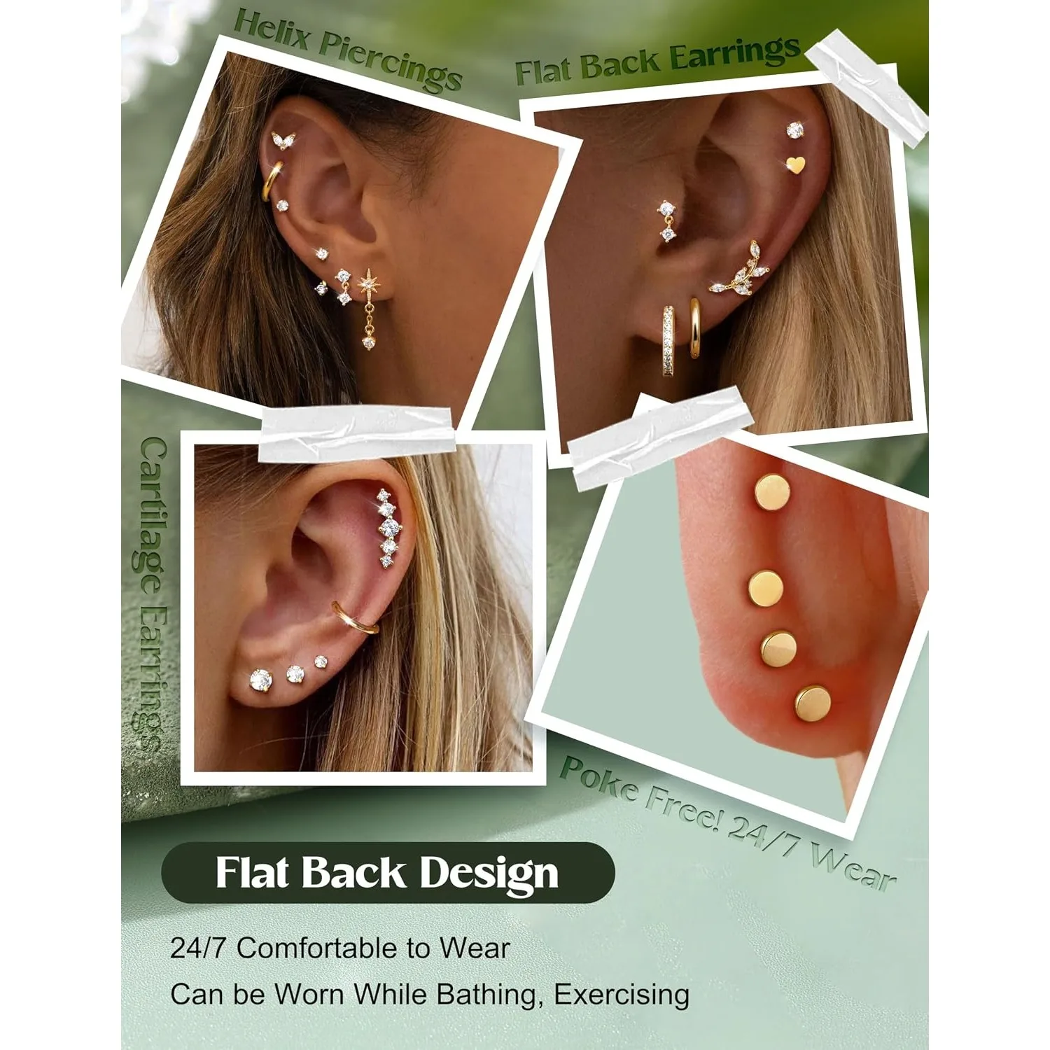 ORAZIO Hypoallergenic Flat Back Steel Set Sensitive Ears Cartilage Helix Tragus Conch Daith Piercing Jewelry Trendy Ladies Gift
ORAZIO Hypoallergenic Flat Back Steel Set Sensitive Ears Cartilage Helix Tragus Conch Daith Piercing Jewelry Trendy Ladies Gift