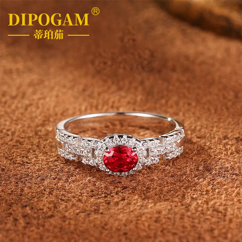 925 Silver Lab-Created Pigeon Blood Red Ruby Ring Simple Versatile Band Design for Women
925 Silver Lab-Created Pigeon Blood Red Ruby Ring Simple Versatile Band Design for Women