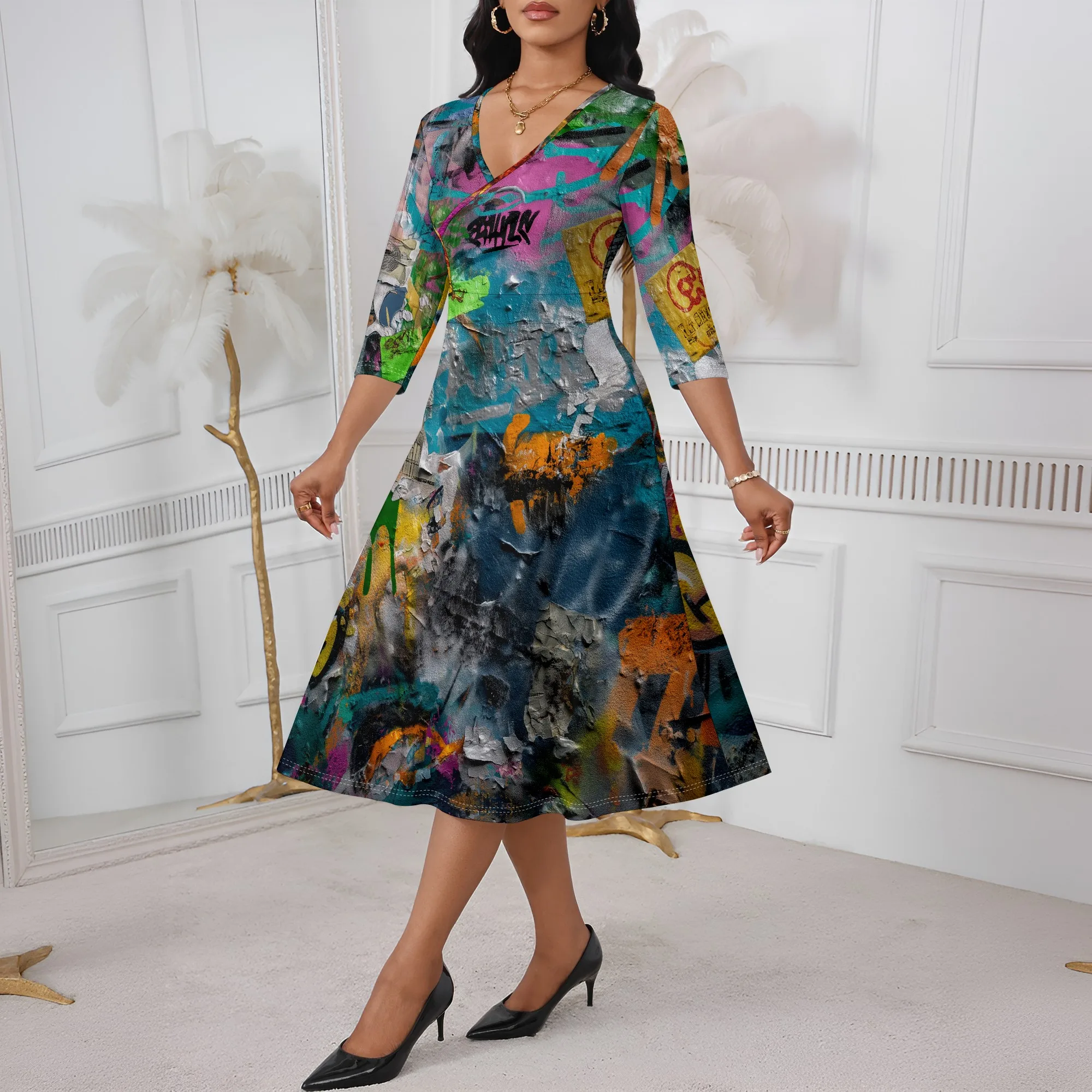 Graffiti Print Midi Dress XS-3XL Street Art Style for Urban Culture, Afro Festival or Summer Creative Look
Graffiti Print Midi Dress XS-3XL Street Art Style for Urban Culture, Afro Festival or Summer Creative Look