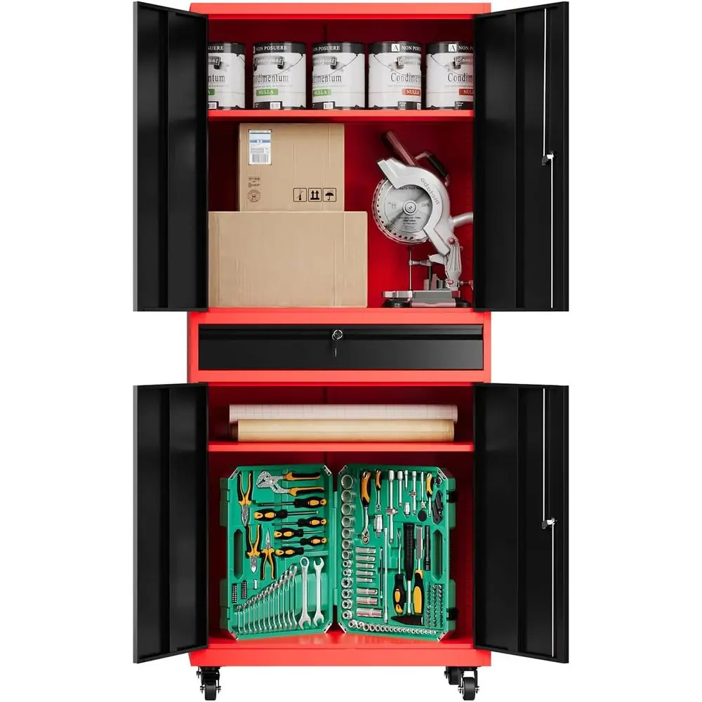 73 Heavy-Duty Rolling Steel Storage Cabinet with Shelves, Lockable, for Garage, Warehouse, or Home Office - Assembly Required
73 Heavy-Duty Rolling Steel Storage Cabinet with Shelves, Lockable, for Garage, Warehouse, or Home Office - Assembly Required