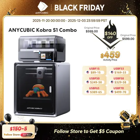 Anycubic Kobra S1 Combo Multi-Color 3D Printer High Precision Core XY Stable Structure Ultra-Quiet Max Speed 600mm/s 3D Printer