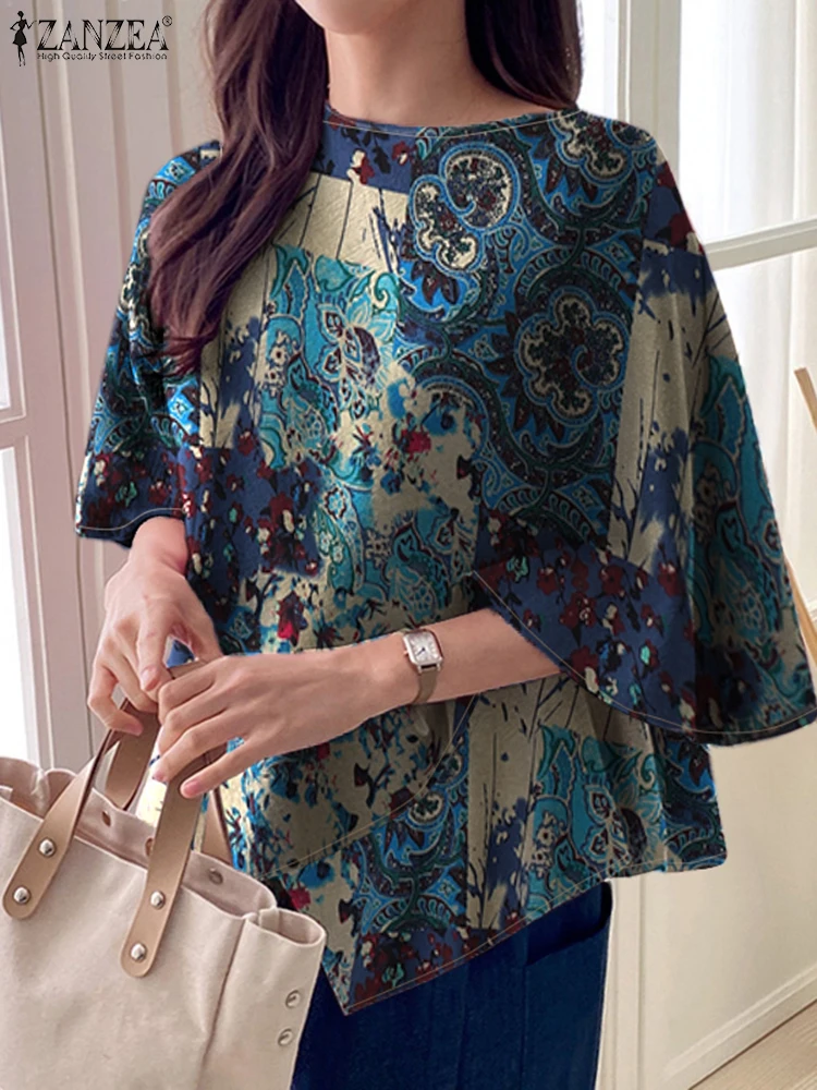 ZANZEA 2025 Vintage Print Tops Women Summer Retro Cotton Blouses Fashion Asymmetrical Tunic Casual 3/4 Sleeve Loose Shirt Blusas 
ZANZEA 2025 Vintage Print Tops Women Summer Retro Cotton Blouses Fashion Asymmetrical Tunic Casual 3/4 Sleeve Loose Shirt Blusas