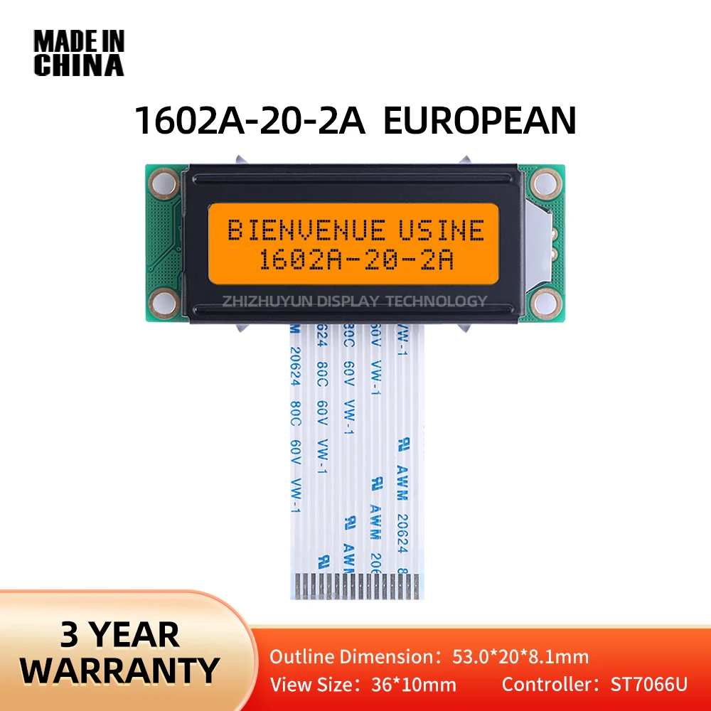 LCD1602A-20-2A European Character Display FPC75MM Amber Black Text 16*2 Industrial Grade Display Screen
LCD1602A-20-2A European Character Display FPC75MM Amber Black Text 16*2 Industrial Grade Display Screen