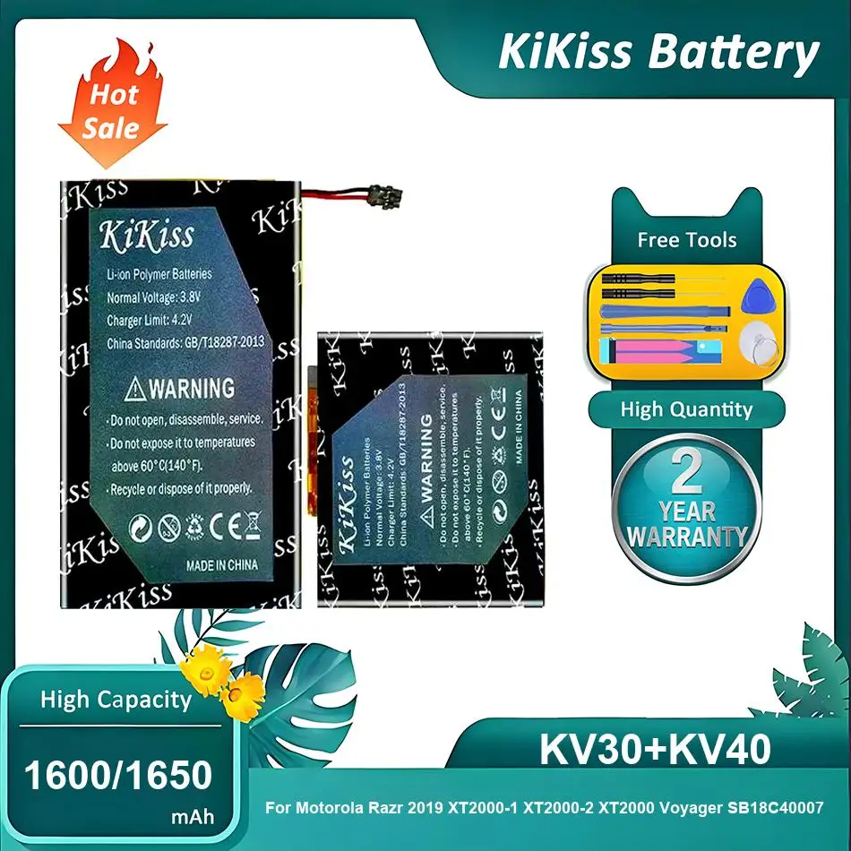 KiKiss Battery For Motorola Moto Razr 2019 XT2000-1 XT2000-2 XT2000 Voyager SB18C40007,KV30+KV40,1600mAh/1650mAh
KiKiss Battery For Motorola Moto Razr 2019 XT2000-1 XT2000-2 XT2000 Voyager SB18C40007,KV30+KV40,1600mAh/1650mAh