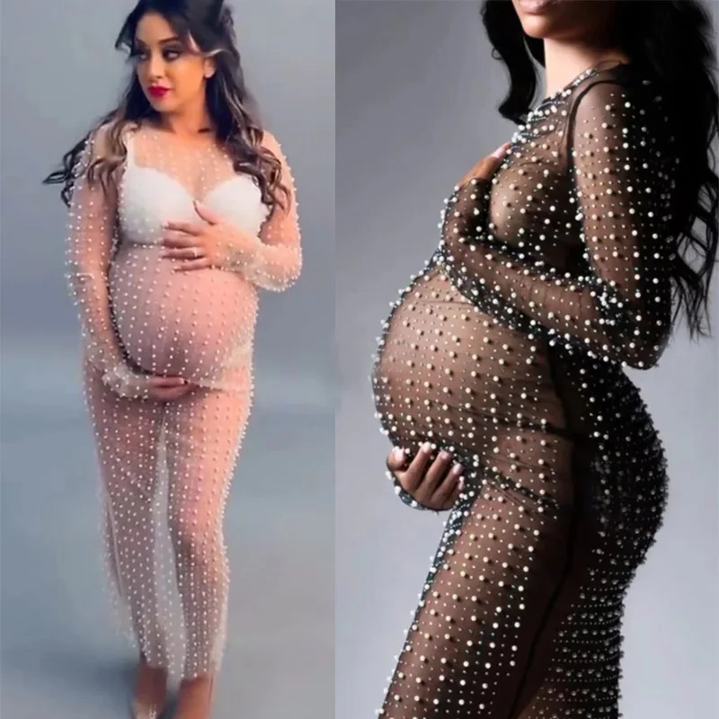 Maternity Photography Props Dresses Sexy Transparent Bright Pearl Lace Tulle for Pregnancy Women Photo Shoot Prop Accessories
Maternity Photography Props Dresses Sexy Transparent Bright Pearl Lace Tulle for Pregnancy Women Photo Shoot Prop Accessories
