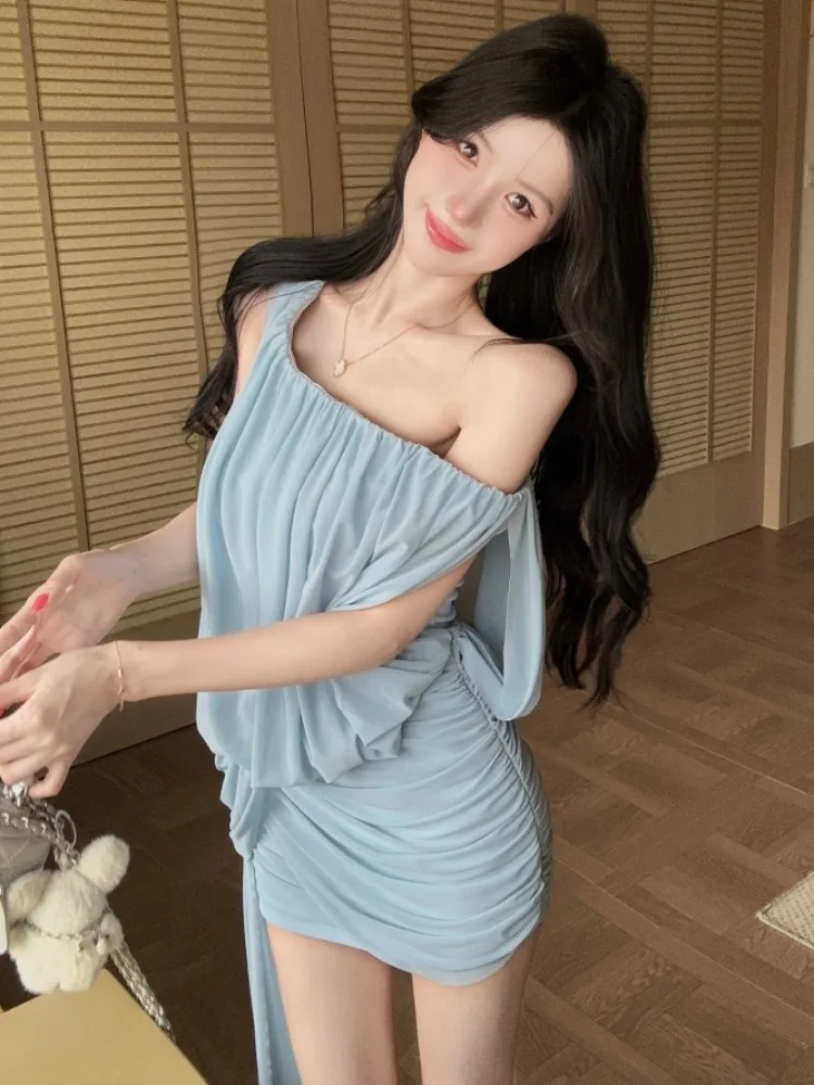 Sexy Mesh One Shoulder Dress Women's Summer New Design Waist Cinching Short Skirt Elegant Skirt Korean Style Commute
Sexy Mesh One Shoulder Dress Women's Summer New Design Waist Cinching Short Skirt Elegant Skirt Korean Style Commute