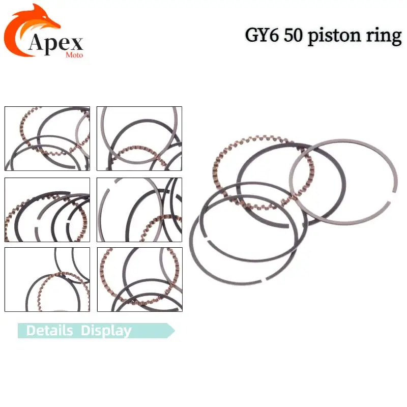 High-Quality Piston Ring Sets for Scooter Engines – Fits JH70 DY90 GK5 GY6-50 (STD & Modified Options)
High-Quality Piston Ring Sets for Scooter Engines – Fits JH70 DY90 GK5 GY6-50 (STD & Modified Options)