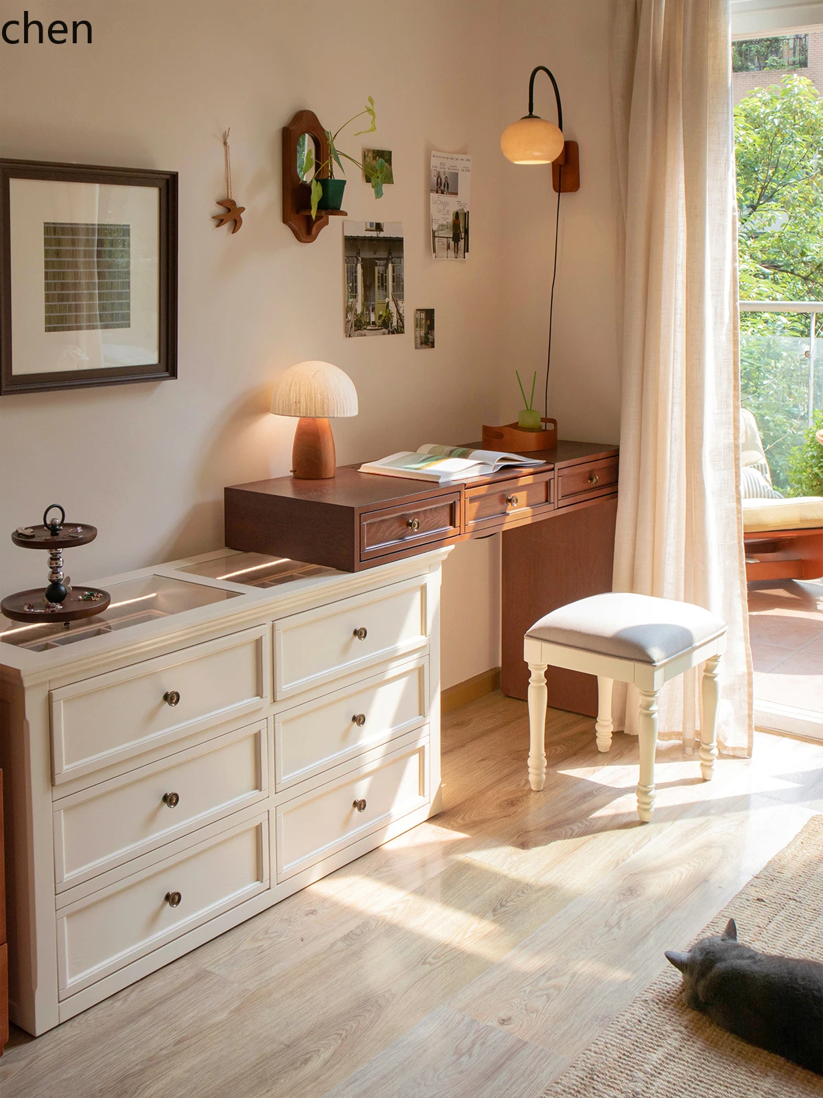 Vintage Style Solid Wood Dressing Table Makeup Mirror Storage Cabinet Set Bedroom Retro Bay Window Bedside Table
Vintage Style Solid Wood Dressing Table Makeup Mirror Storage Cabinet Set Bedroom Retro Bay Window Bedside Table
