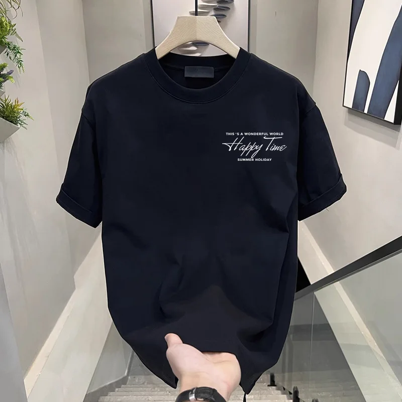 High-end 100% cotton short sleeve printed T-shirt men's clothing 2025 summer new crewneck loose casual half sleeve T-shirt top
High-end 100% cotton short sleeve printed T-shirt men's clothing 2025 summer new crewneck loose casual half sleeve T-shirt top