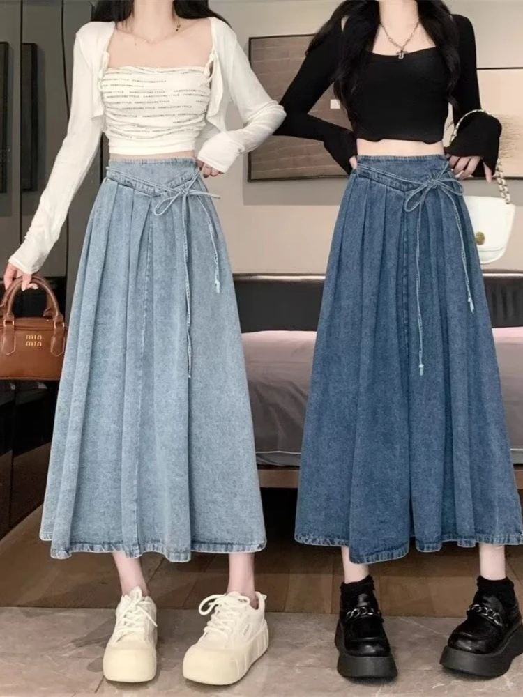 Blue Denim A-Line Midi Skirt Women's Spring Autumn plus Size Waist-Cinching Belted Hip- Concealing Korean Style Skirt
Blue Denim A-Line Midi Skirt Women's Spring Autumn plus Size Waist-Cinching Belted Hip- Concealing Korean Style Skirt