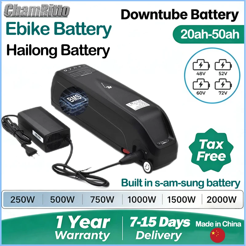 52v 36v 60v 72v 48v Hailong 24 30ah 40ah 50 60ah Batterie Velo Electrique Ebike Bateria 20ah Cham-rider Akumulator 2000w Battery
52v 36v 60v 72v 48v Hailong 24 30ah 40ah 50 60ah Batterie Velo Electrique Ebike Bateria 20ah Cham-rider Akumulator 2000w Battery
