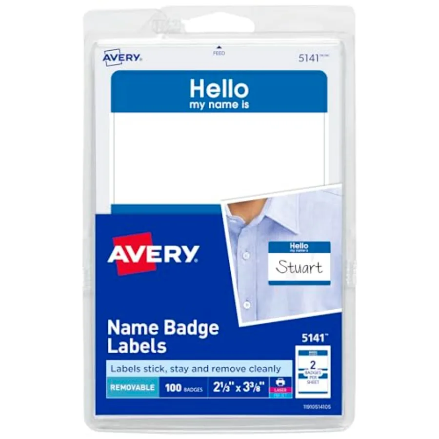 Customizable Name Tags Hello My Name is Removable Adhesive Laser/Inkjet Printable 100 Total 5141
Customizable Name Tags Hello My Name is Removable Adhesive Laser/Inkjet Printable 100 Total 5141