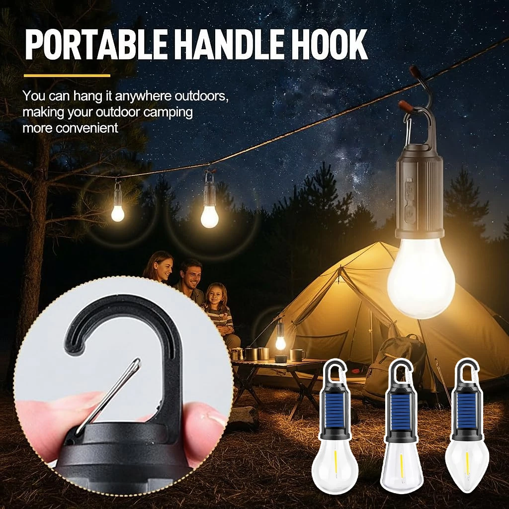 Camping Home Solar Light Rechargeable Light Bulb Warm Light Illumination Outdoor Long Life with Hook Atmosphere Tent Light
Camping Home Solar Light Rechargeable Light Bulb Warm Light Illumination Outdoor Long Life with Hook Atmosphere Tent Light