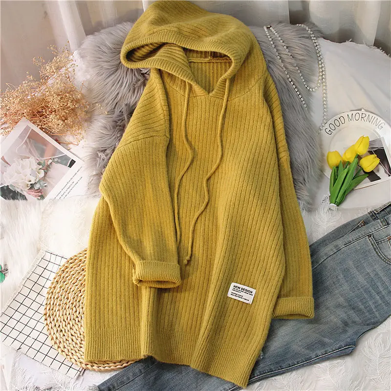 Autumn Winter Oversize Sweater Women Fashion Hooded Long Sleeve Pullover Knitted Top Oversize Casual Loose Knitted Sweater Coat
Autumn Winter Oversize Sweater Women Fashion Hooded Long Sleeve Pullover Knitted Top Oversize Casual Loose Knitted Sweater Coat