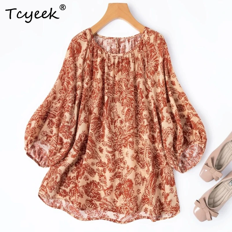 Tcyeek 100% Real Silk Women Tops 2026 Spring Summer Floral Pattern Skin-friendly Lantern Sleeve Top Female Clothes Ropa De Mujer
Tcyeek 100% Real Silk Women Tops 2026 Spring Summer Floral Pattern Skin-friendly Lantern Sleeve Top Female Clothes Ropa De Mujer