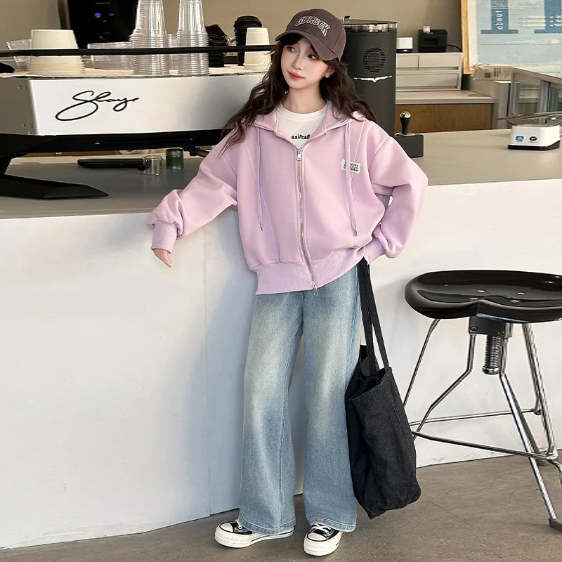 Girls Outerwear Spring and Autumn Korean Version Casual Loose Hooded Sweatshirt Jacket Fashionable Daily Versatile Wear
Girls Outerwear Spring and Autumn Korean Version Casual Loose Hooded Sweatshirt Jacket Fashionable Daily Versatile Wear