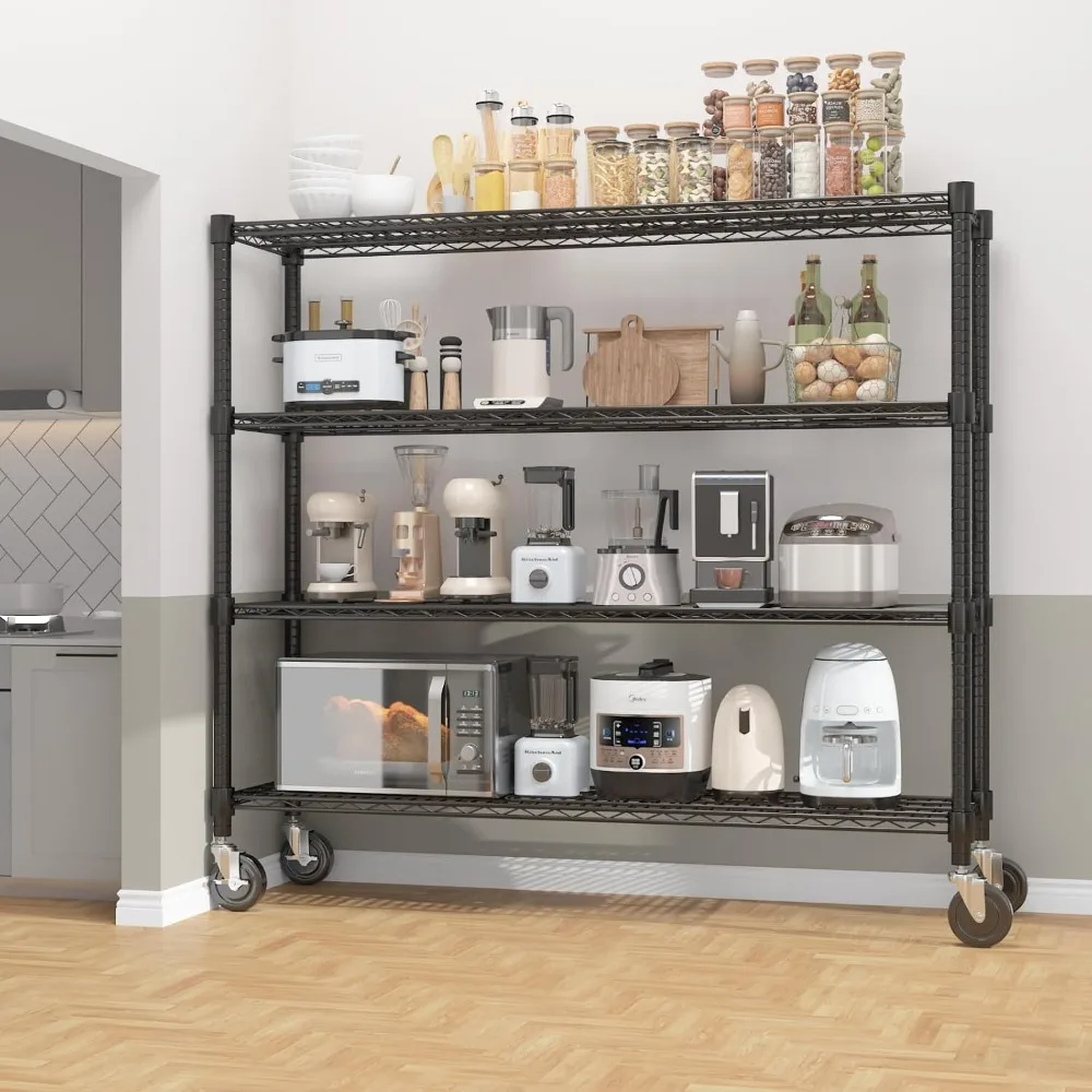 4 Tier Heavy Duty Metal Wire Shelving with Wheels, 2400 lbs Capacity Garage Storage Rack, Rolling Industrial, Customized
4 Tier Heavy Duty Metal Wire Shelving with Wheels, 2400 lbs Capacity Garage Storage Rack, Rolling Industrial, Customized