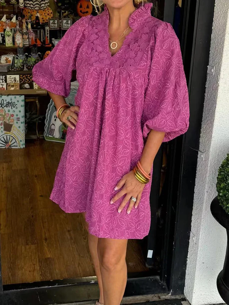 Women Elegant Lace Patchwork Party Dress, V Neck Puff Sleeve Fashion Mini Dress, 2024 Printing Simple Sweet Ladies Dress Vestido
Women Elegant Lace Patchwork Party Dress, V Neck Puff Sleeve Fashion Mini Dress, 2024 Printing Simple Sweet Ladies Dress Vestido