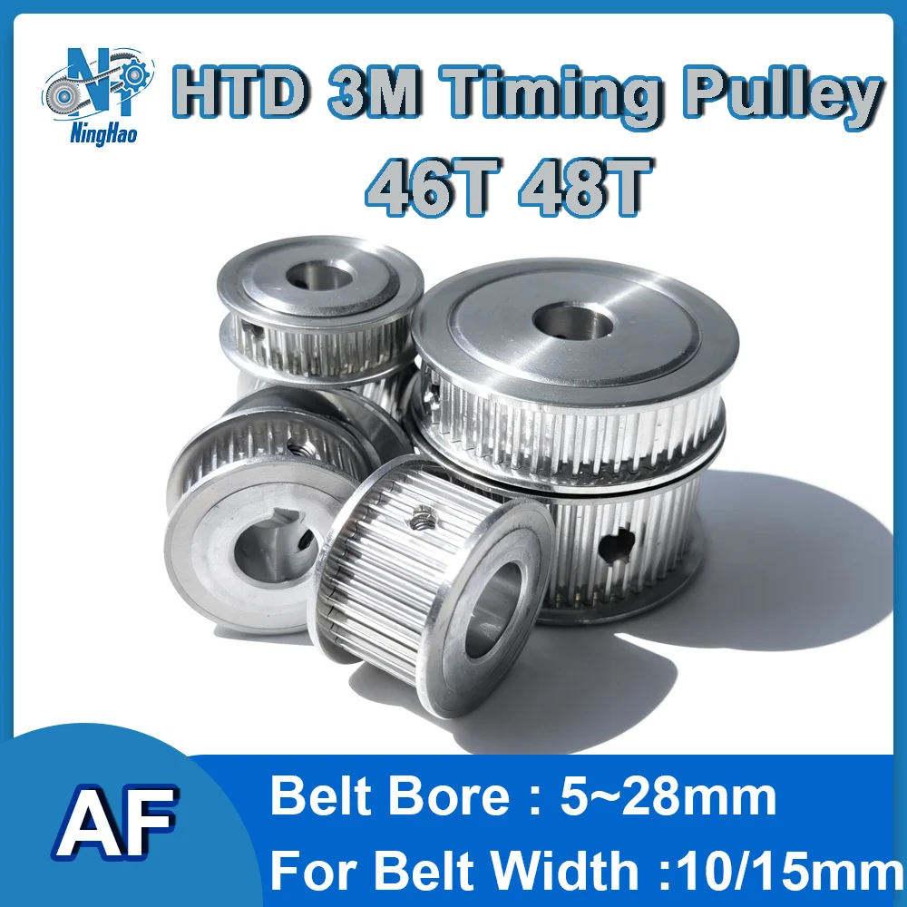 HTD 3M Pulley 46T 48T Timing Pulley Bore 5 ~ 28mm Belt Width 10mm 15mm 3M 46/48Teeth AF Pulley HTD3M Synchronous Wheel
HTD 3M Pulley 46T 48T Timing Pulley Bore 5 ~ 28mm Belt Width 10mm 15mm 3M 46/48Teeth AF Pulley HTD3M Synchronous Wheel