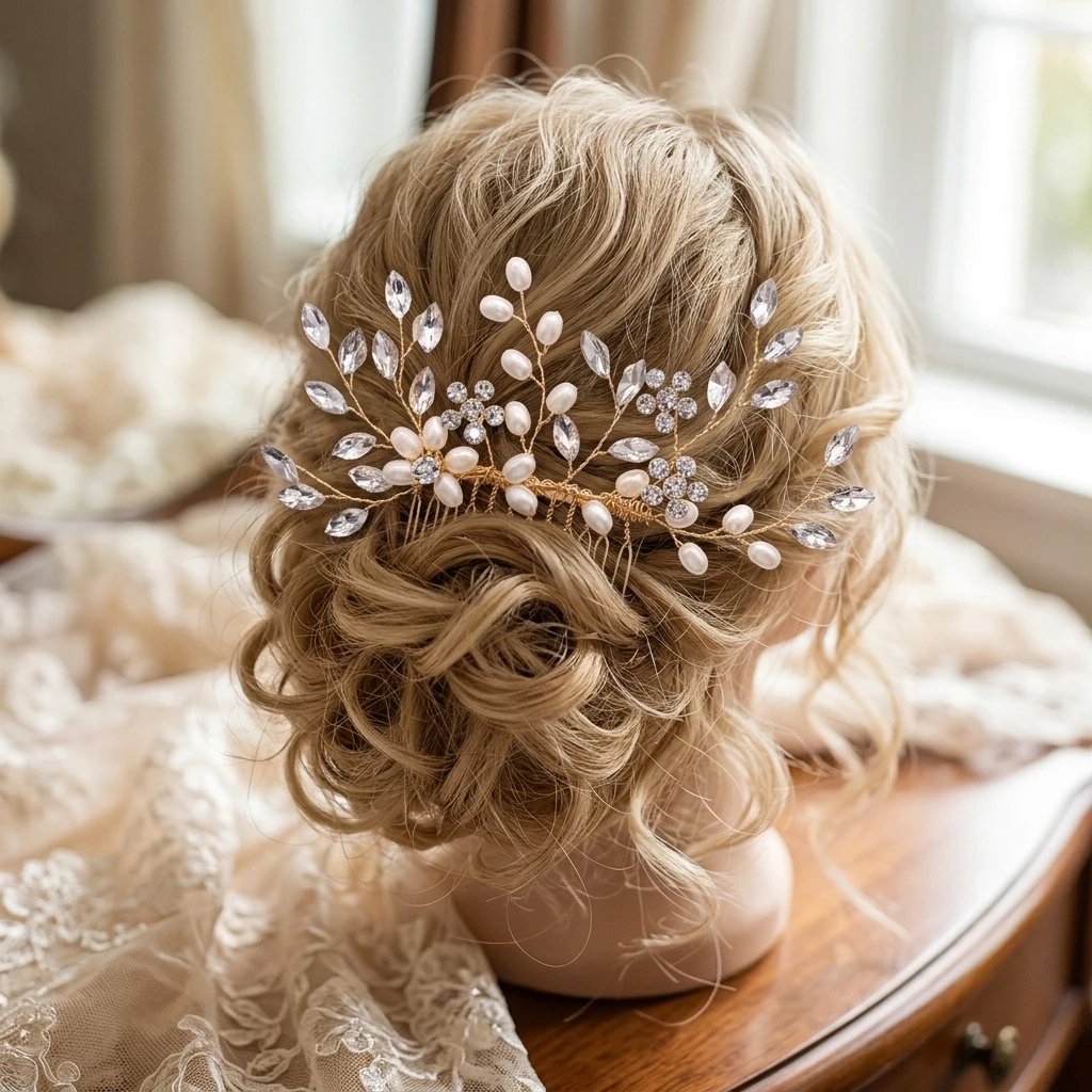 Bridal Pearl Crystal Hair Comb Headpiece Elegant Design for Wedding Party
Bridal Pearl Crystal Hair Comb Headpiece Elegant Design for Wedding Party
