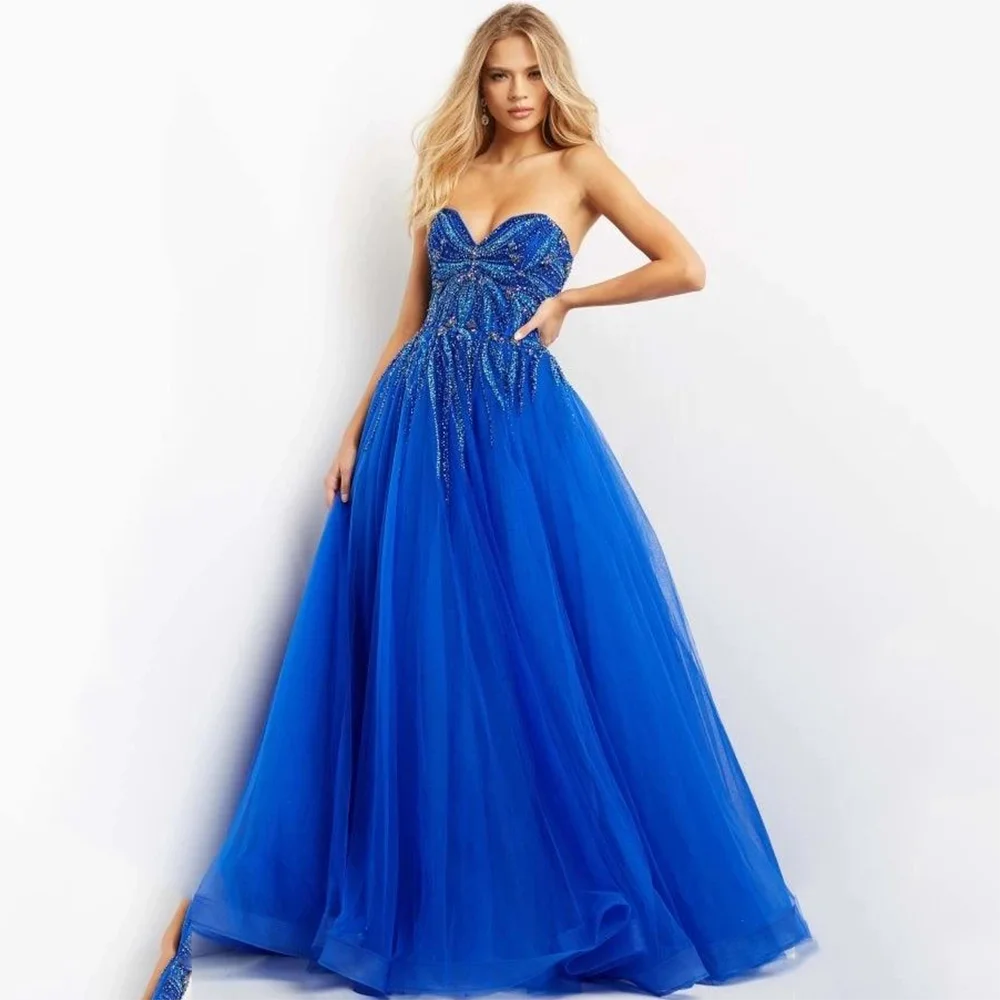 Elegant Tulle Plus Size A-line Court Train Evening Dresses Customzed Strapless Sleeveless Prom Gowns Girl Graduate Party Dress
Elegant Tulle Plus Size A-line Court Train Evening Dresses Customzed Strapless Sleeveless Prom Gowns Girl Graduate Party Dress