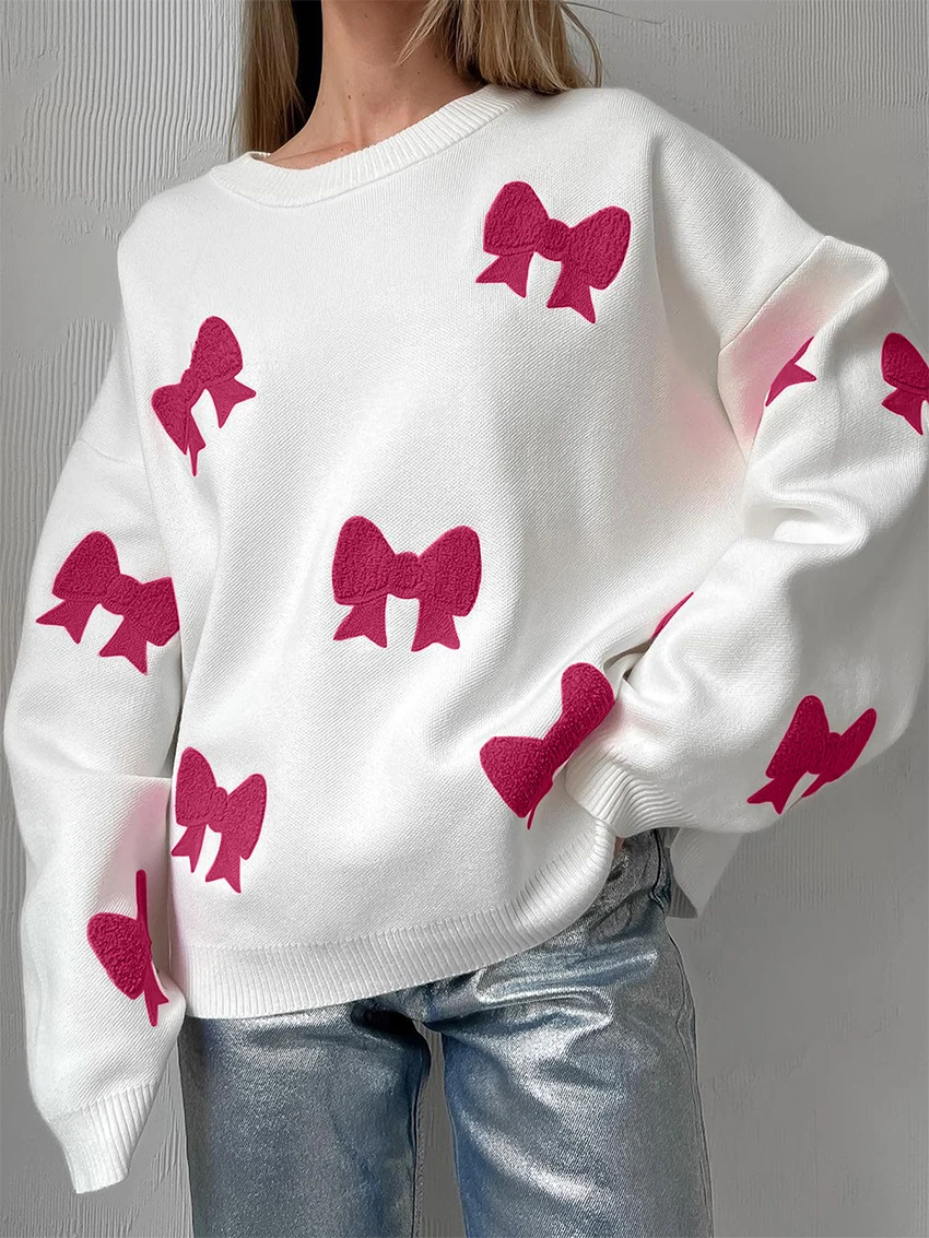 Parc Fee Fashion Loose White Bow Women's Sweater 2025 Winter O-Neck Long Sleeve Sweater Elegant Classic Warm Pullover Top Female
Parc Fee Fashion Loose White Bow Women's Sweater 2025 Winter O-Neck Long Sleeve Sweater Elegant Classic Warm Pullover Top Female