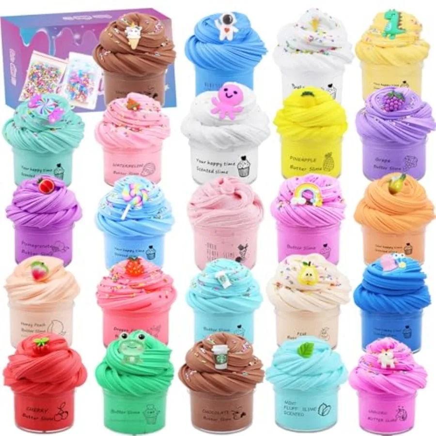 24 Pack Butter Slime Kit, Party Favor Supplies, Super Soft, Non-Sticky, Goody Bag Toy, Prize for Girl and Boys, Christmas Stock
24 Pack Butter Slime Kit, Party Favor Supplies, Super Soft, Non-Sticky, Goody Bag Toy, Prize for Girl and Boys, Christmas Stock