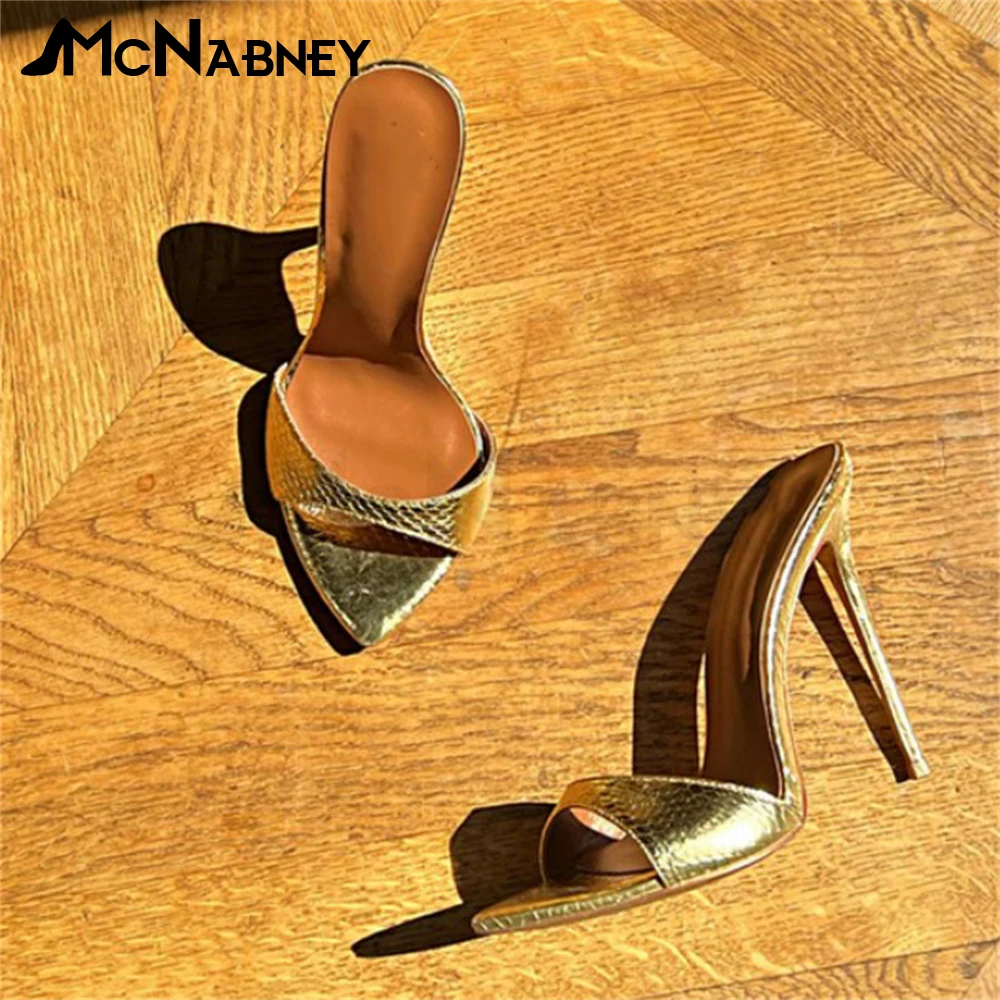 Gold Crocodile Leather Slippers Pointed Toe Stiletto Summer Shoes Comfortable Shoes Sexy Fashion Sandals Women High Heel Slipper
Gold Crocodile Leather Slippers Pointed Toe Stiletto Summer Shoes Comfortable Shoes Sexy Fashion Sandals Women High Heel Slipper